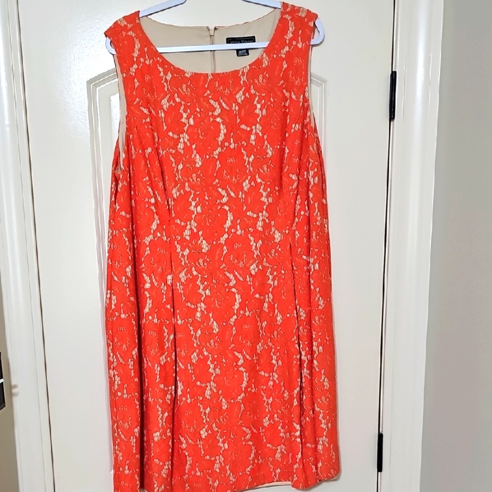 Fit & Flare 20w Jessica Howard Coral Tan Overlay Lace Dress